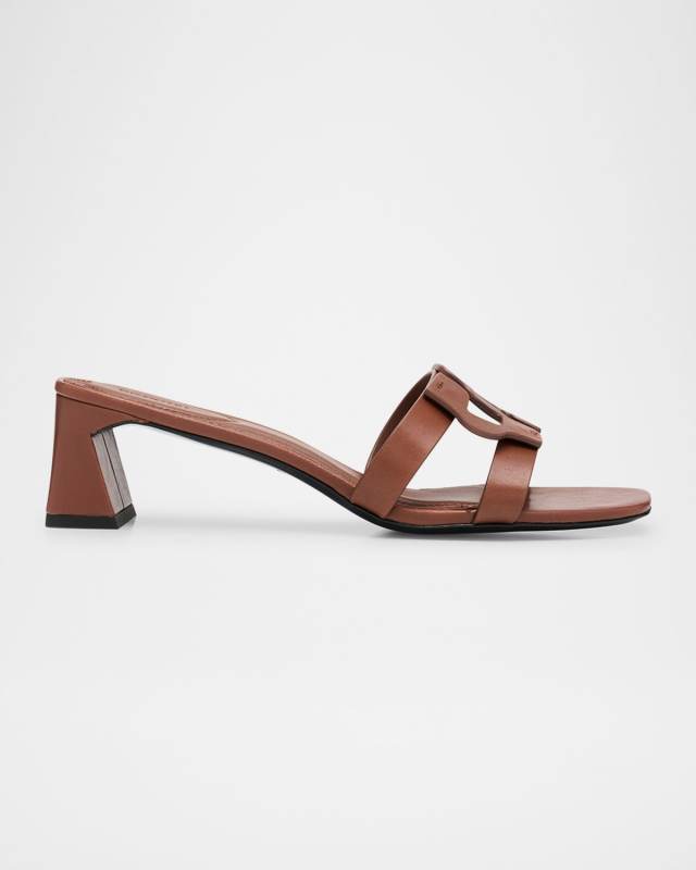 Leather Monogram Mule Sandals